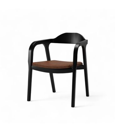 Cadeira Bugre Preto Assento Corino Caramelo  - 76908