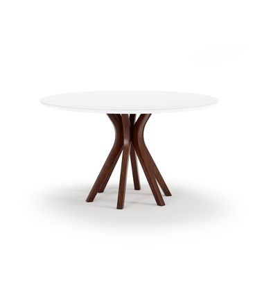 Mesa Jantar Delfim Redonda Castanho Com Vidro Branco 140cm  - 76942