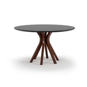 Mesa Jantar Delfim Redonda Castanho Com Vidro Preto 140cm - 76945