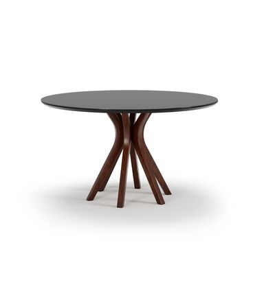 Mesa Jantar Delfim Redonda Castanho Com Vidro Preto 140cm - 76945