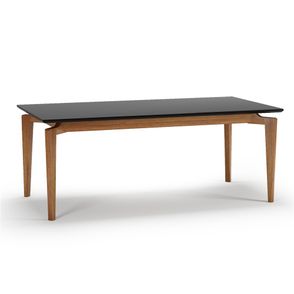Mesa Jantar Marilac Retangular Champagne Com Vidro Preto 210cm - 76951