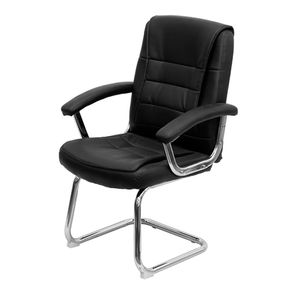 Cadeira Osler Fixa PU Preto Base Cromada - 76960