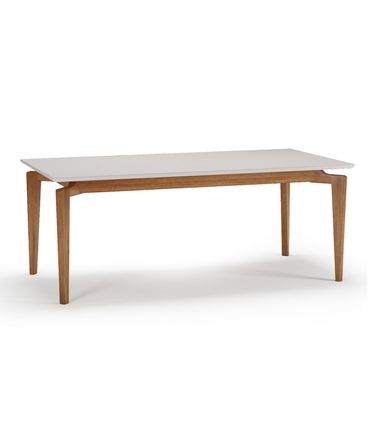 Mesa Jantar Marilac Retangular Champagne Com Vidro Off White 210cm - 76963