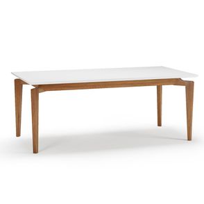 Mesa Jantar Marilac Retangular Champagne Com Vidro Branco 210cm - 76965