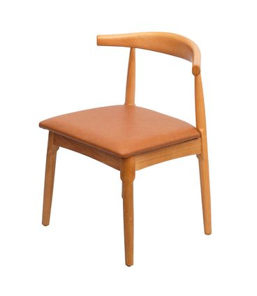 Cadeira Elbow Assento Caramelo Base Madeira Clara - 76971
