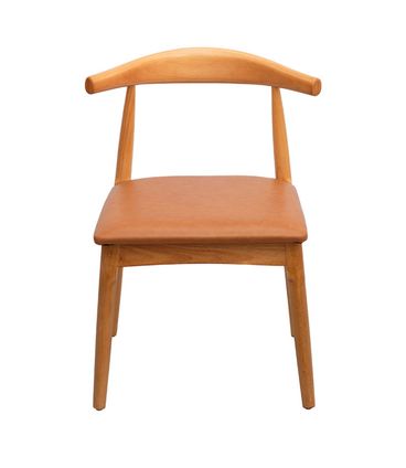 Cadeira Elbow Assento Caramelo Base Madeira Clara - 76971