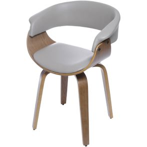 Cadeira Escandi Courino Fendi com Base Madeira - 53496
