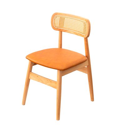 Cadeira Rainer Caramelo Palha Natural Base Madeira - 76996