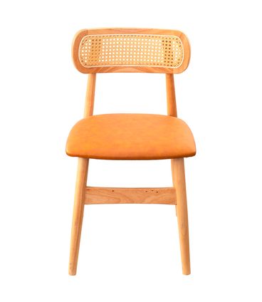 Cadeira Rainer Caramelo Palha Natural Base Madeira - 76996
