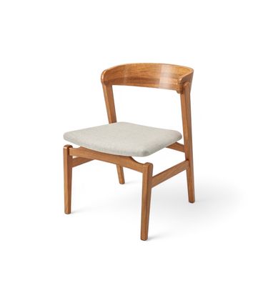 Cadeira Ellie Champagne Assento Estofado Tecido Linho Cru - 77000