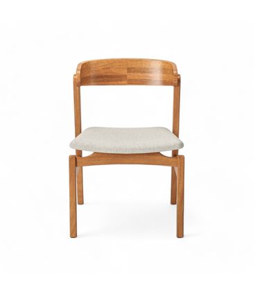 Cadeira Ellie Champagne Assento Estofado Tecido Linho Cru - 77000