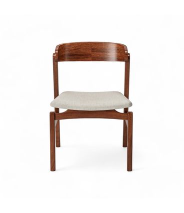 Cadeira Ellie Castanho Assento Estofado Tecido Linho Cru - 77001