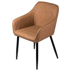 Cadeira Lounge C/Braço Caramelo Costura Quadriculada - 50023