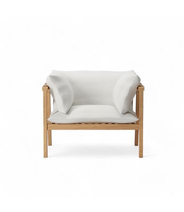 Poltrona Agni Estrutura Amendoa Tecido Acquablock Duna Cru - 77047