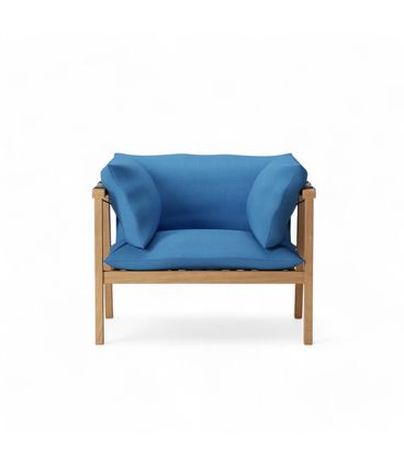 Poltrona Agni Estrutura Amendoa Tecido Acquablock Azul - 77059