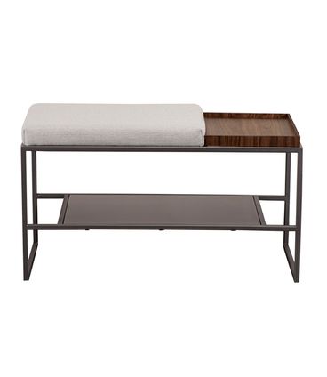 Banco Eros Sapateira Linho Cinza e Aço Bronze 80cm - 77091