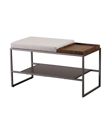 Banco Eros Sapateira Linho Cinza e Aço Bronze 80cm - 77091