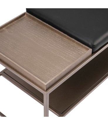 Banco Eros Assento Corino Preto Base em Aço Fendi 120cm - 77093