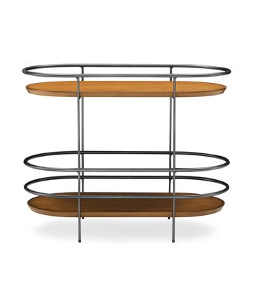 Aparador Aisha Amêndoa Com Aço Laca Grafite 95cm - 77106