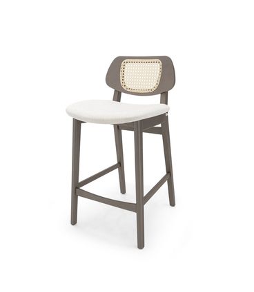 Banqueta Leda Baixa Chocolate Leve Assento Tecido Linho Crú 90cm - 77130