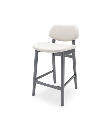 Banqueta Leda Baixa Grafite Assento e Encosto Tecido Linho Crú 90cm - 77128