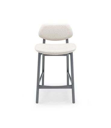 Banqueta Leda Baixa Grafite Assento e Encosto Tecido Linho Crú 90cm - 77128