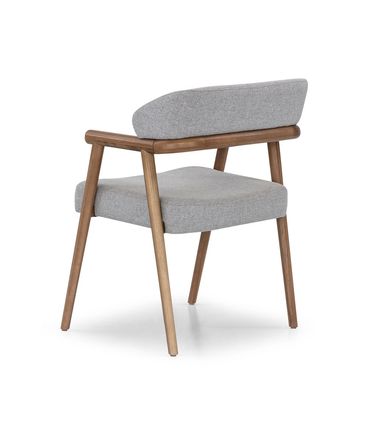 Cadeira Fark Estofada Linho Cinza Com Carvalho Amêndoa  - 77154