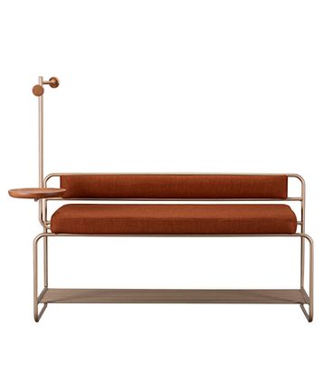 Banco Malibu Bandeja Madeira Natural Base Champagne - 77162