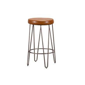 Banqueta Royal Baixa Corino Caramelo Base Bronze - 77206