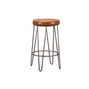 Banqueta Royal Baixa Corino Caramelo Base Bronze - 77206