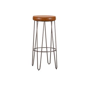 Banqueta Royal Alta Corino Caramelo Base Bronze - 77207