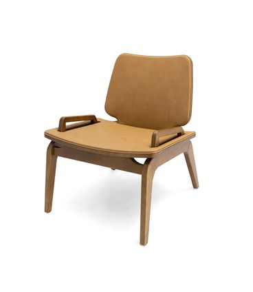 Poltrona Mirae Carvalho Amêndoa Tecido Corino Caramelo - 77238