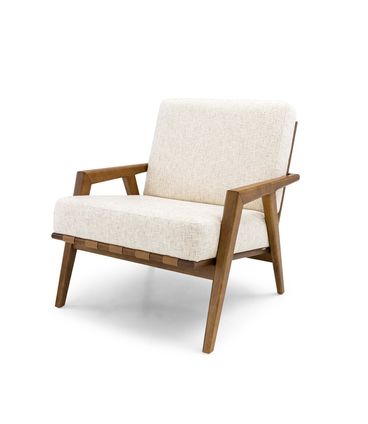 Poltrona Anne Carvalho Amêndoa Tecido Linho Crú - 77240