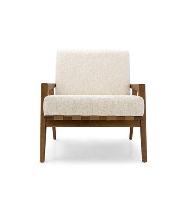 Poltrona Anne Carvalho Amêndoa Tecido Linho Crú - 77240