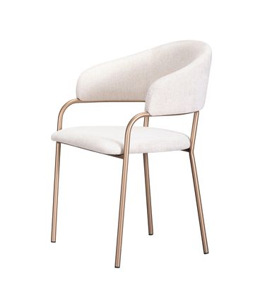 Cadeira Alina Assento Trama Latte Base Gold - 77285