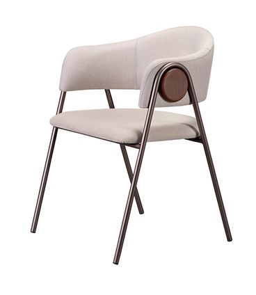 Cadeira Fleur Assento Linho Bege Base Bronze - 77289