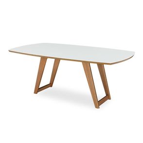 Mesa de Jantar Jesse Carvalho Amêndoa Tampo de Vidro Off White 190cm - 77302