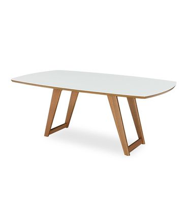 Mesa de Jantar Jesse Carvalho Amêndoa Tampo de Vidro Off White 190cm - 77302
