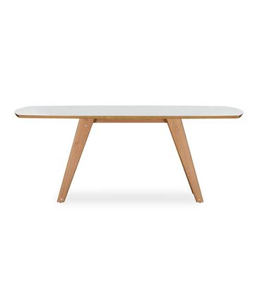 Mesa de Jantar Jesse Carvalho Amêndoa Tampo de Vidro Off White 190cm - 77302