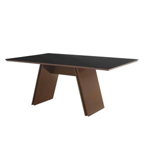 Mesa de Jantar Oliver  Amêndoa Com Vidro Preto 180cm - 77317