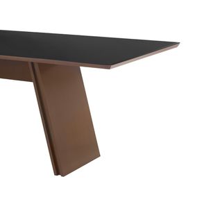 Mesa de Jantar Oliver  Amêndoa Com Vidro Preto 180cm - 77317