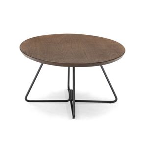 Mesa Centro Redonda Ovale Tampo Amêndoa com Base Grafite 70cm - 77365