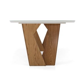 Mesa de Jantar Lin Carvalho Amêndoa Tampo Vidro Off White 170cm - 77392