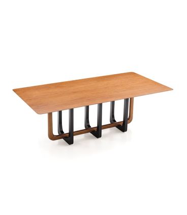 Mesa de Jantar Dylan Tampo e Base Cinamomo Detalhe em Laca Preta 220cm - 77407