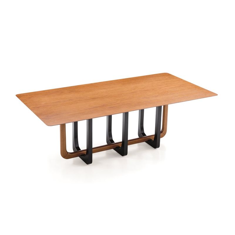 Mesa de Jantar Dylan Tampo e Base Cinamomo Detalhe em Preto