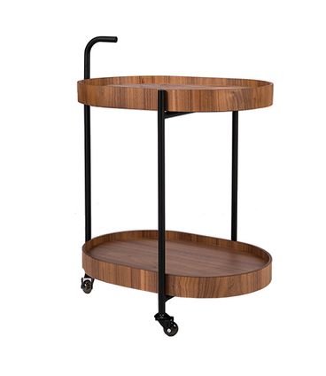 Carrinho Bar Yaki Bandeja Nogueira Base Preta - 77475