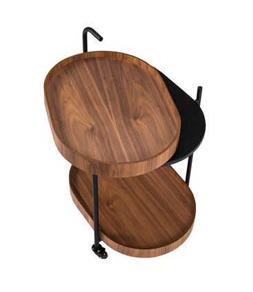 Carrinho Bar Yaki Bandeja Nogueira Base Preta - 77475