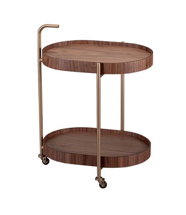 Carrinho Bar Zaki Bandeja Nogueira Base Gold - 77477