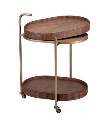 Carrinho Bar Zaki Bandeja Nogueira Base Gold - 77477