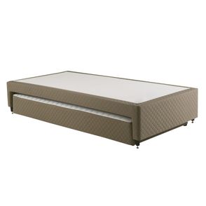 Box Rigido Tracy Solteiro Com Cama Auxiliar Suede Bege 88x188cm - 77750
